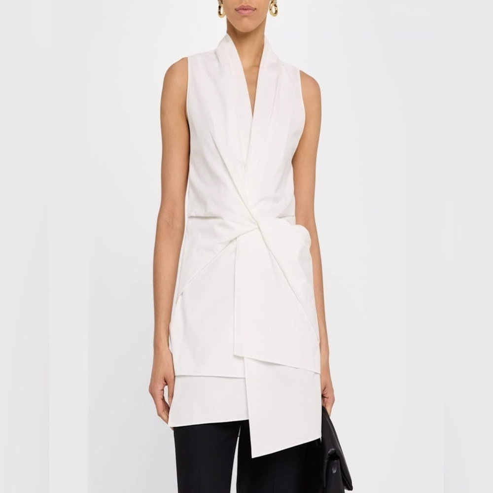 BRANDON MAXWELL Savie Draped Layered Sleeveless Top 100% Cotton Size 0 NWT